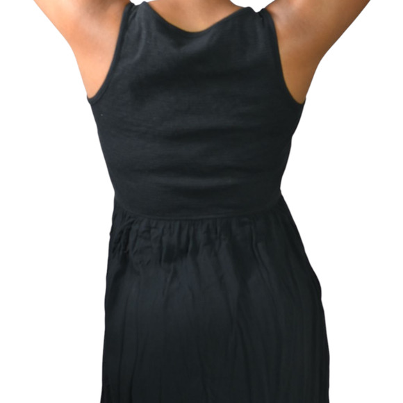 Frye Easy Button Front Dress Black Midi Minimalist Tank Jersey Pockets Rayon XS - Picture 5 of 16